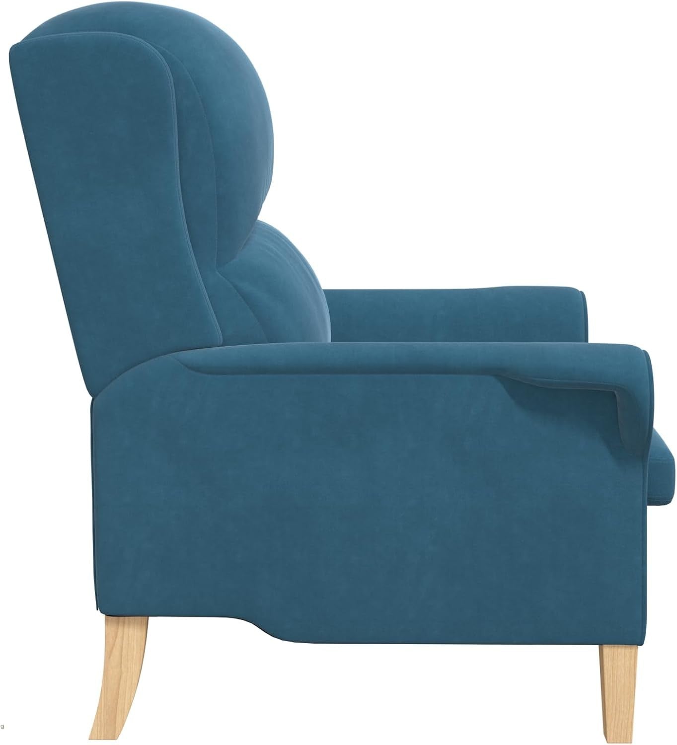 Blue Fabric Armchair Ergonomic Lounge Chair Soft Seat Wooden Legs