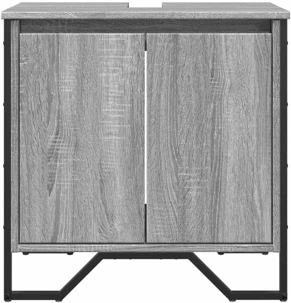 Grey Sonoma Bathroom Vanity Unit – Modern Under Sink Cabinet 2 Door Storage 60x6