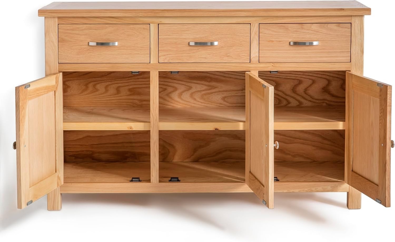 Large Oak Sideboard Cabinet 3 Doors 3 Drawers Sturdy Storage for Living Room