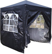 2x2m Black Pop Up Gazebo Waterproof Outdoor Party Tent w/ Side Walls