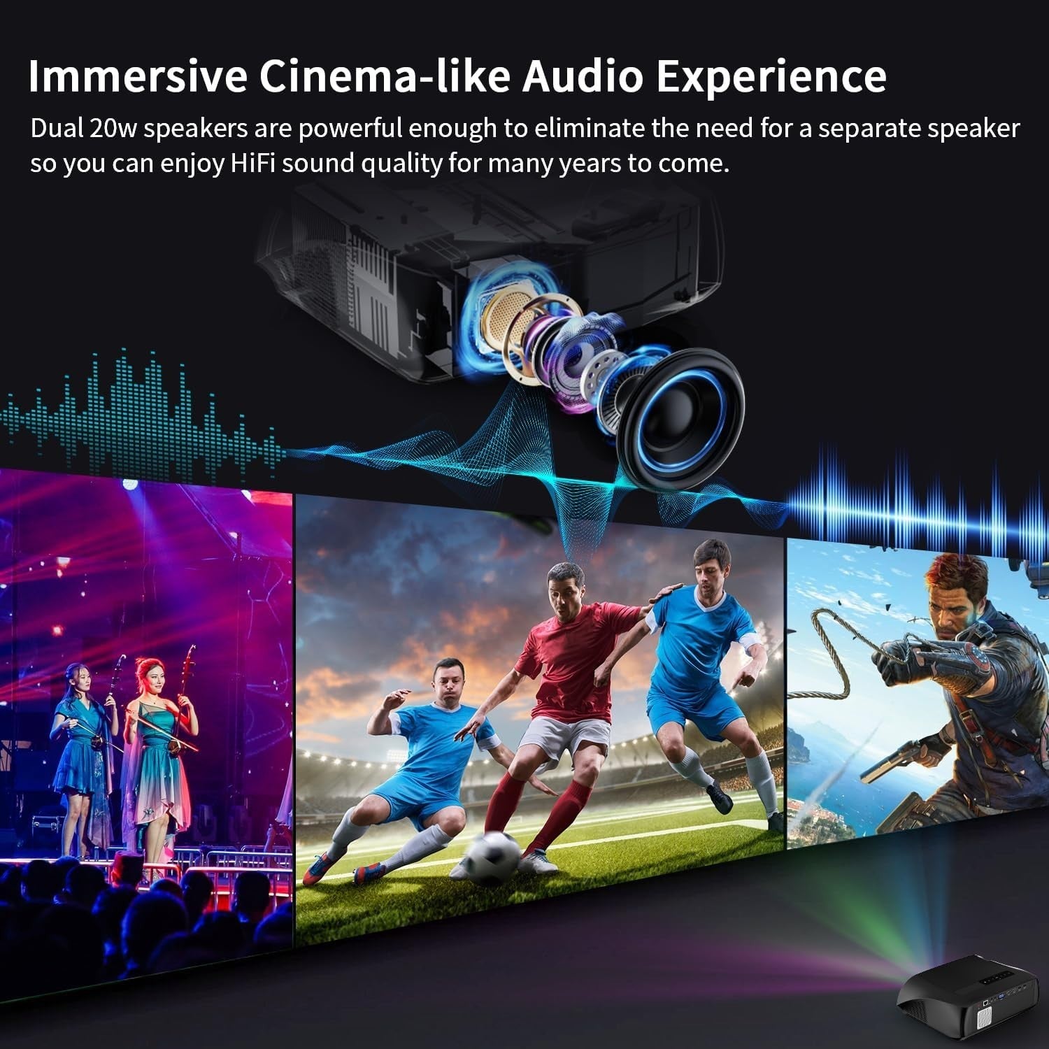 4K Smart Projector 1800 ANSI Daylight Android TV WiFi 6 300”