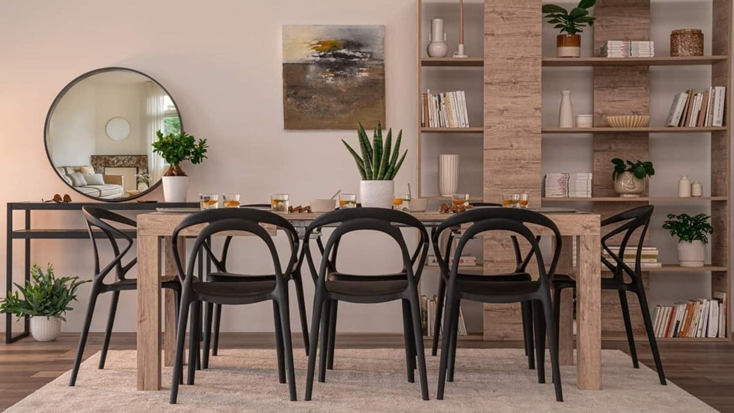 Extendable Glassy White Dining Table 8 Seater Wood Modern SpaceSaving 120-200cm