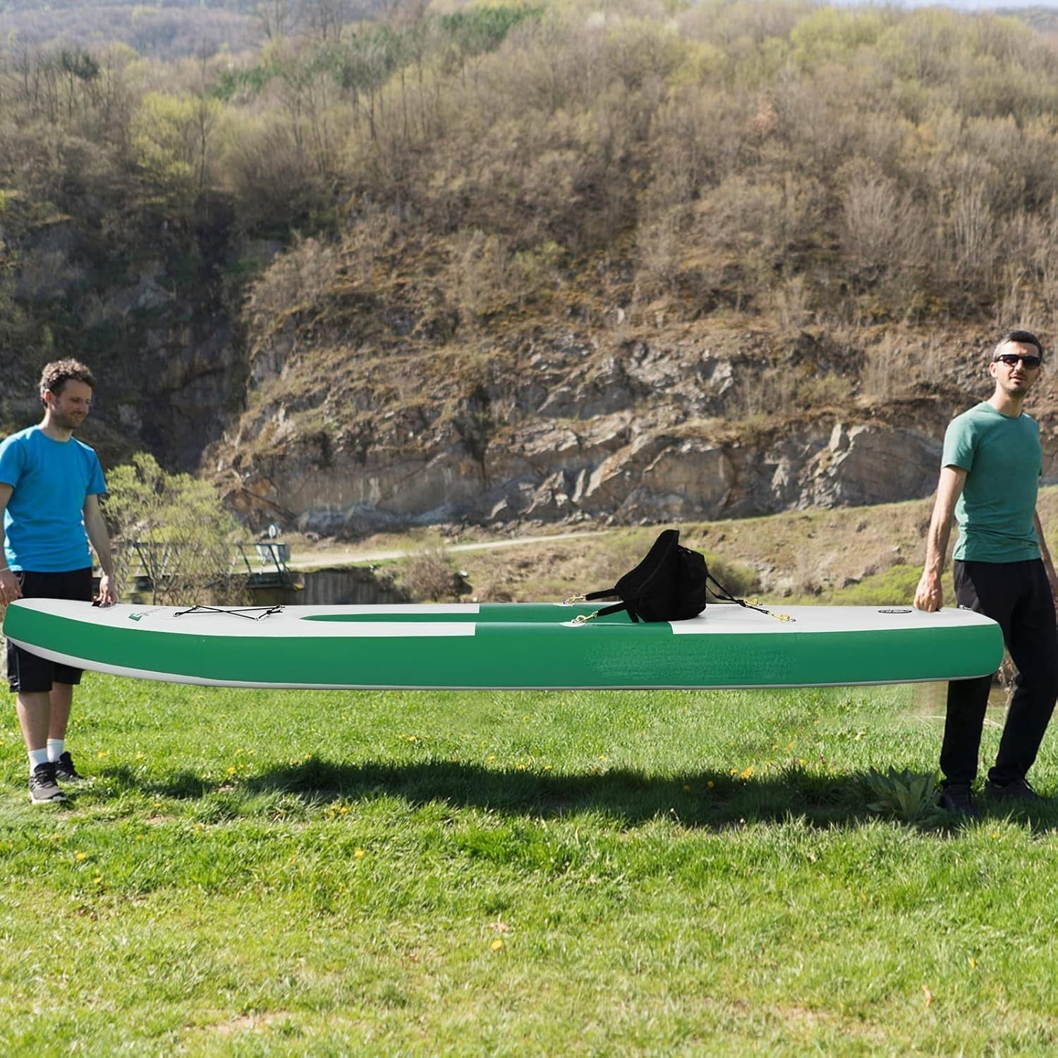10.8FT Inflatable Kayak 1 Person Canoe w/ Oar Pump Seat Green