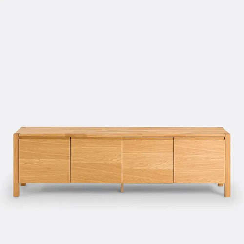 Modern Oak Sideboard Cabinet with 4 Doors & Adjustable Storage Shelves
