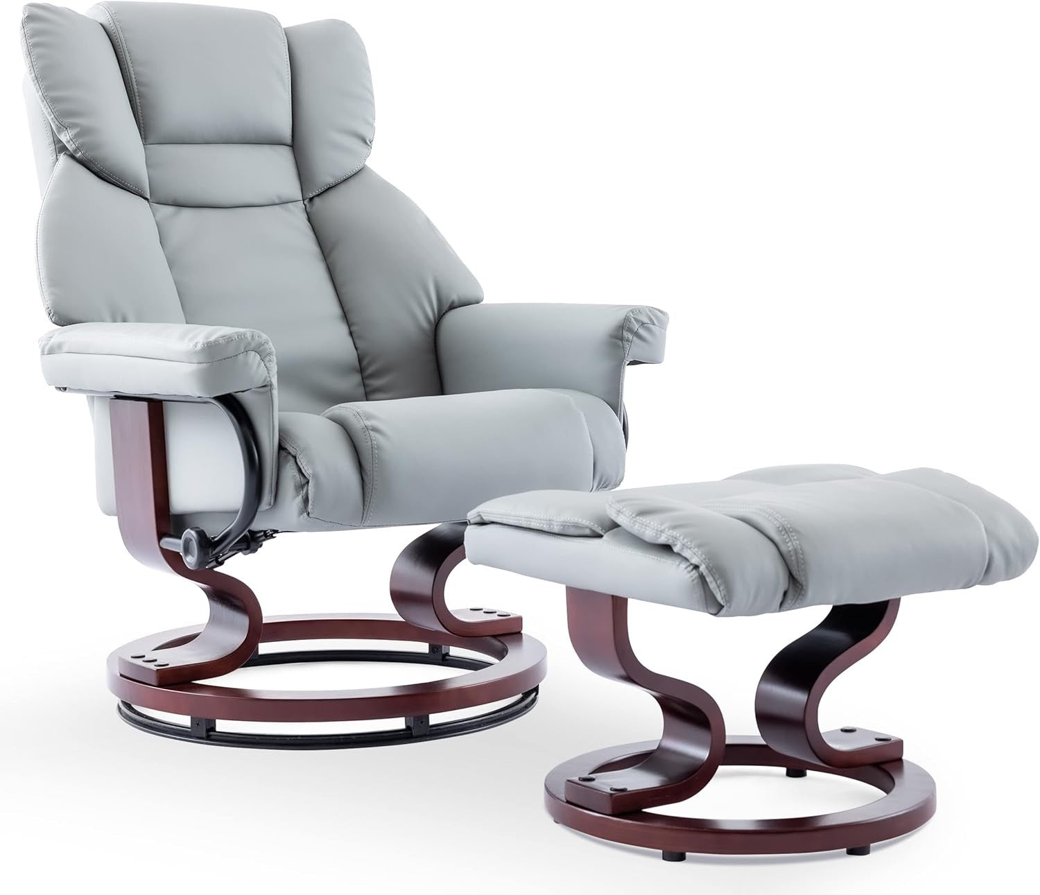 Recliner Chair with Footstool Swivel Lounge PU Leather Armchair 135°
