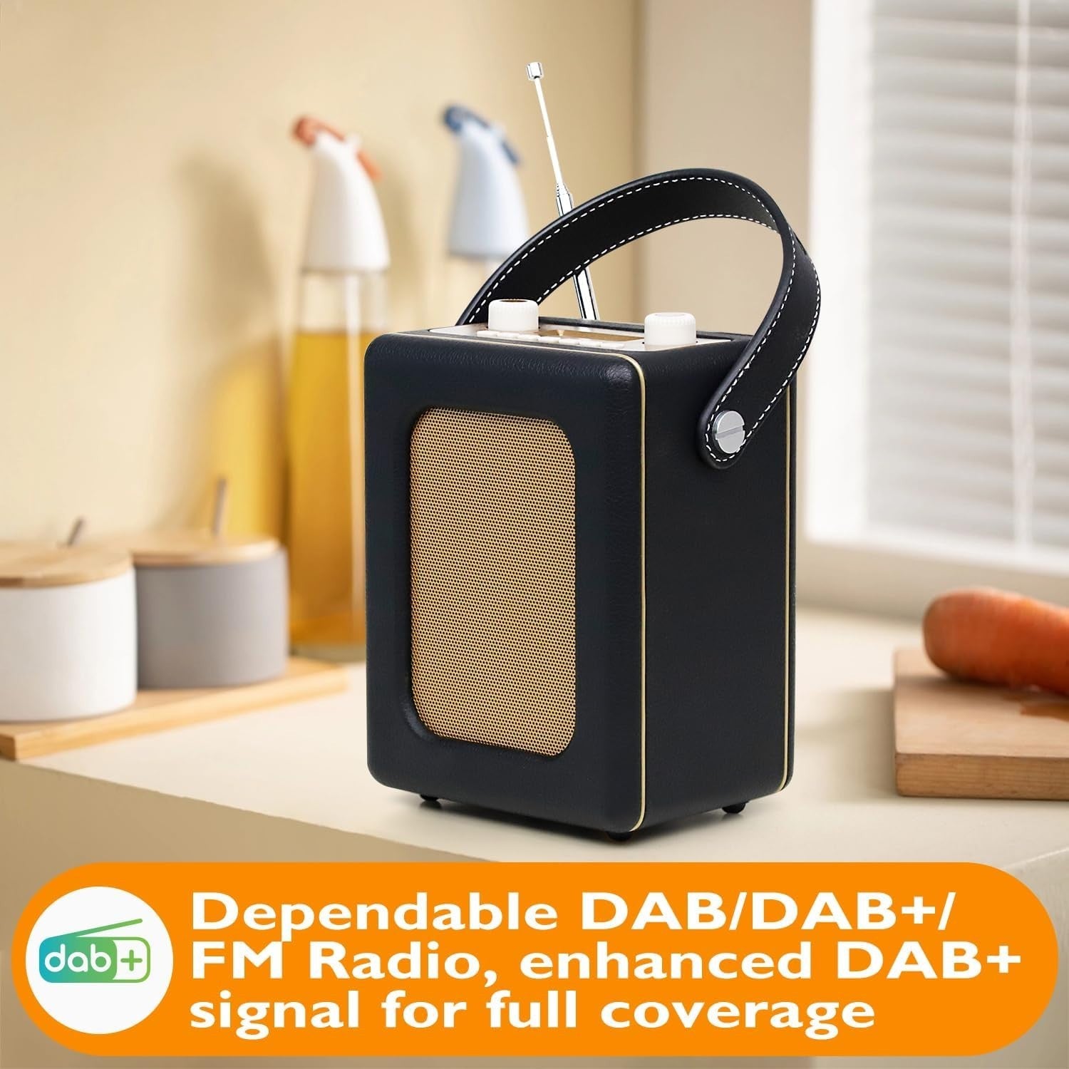 Portable DAB+ Digital Radio Bluetooth CR9 Black 20hr Play Dual Alarm