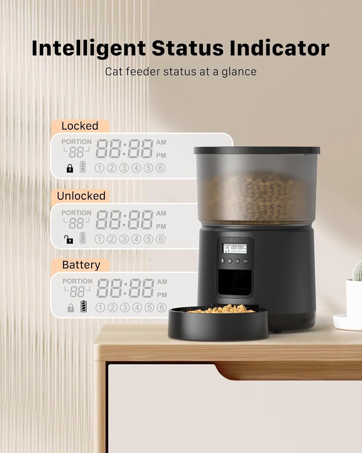 Automatic Cat Feeder 5L Timer Food Dispenser 6 Meal Voice Recorder Lock