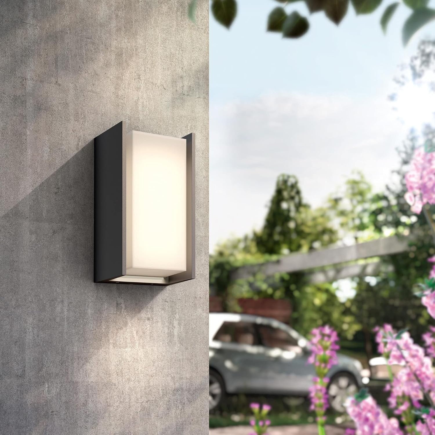 Smart Outdoor LED Wall Light with Voice Control & Motion Sensor