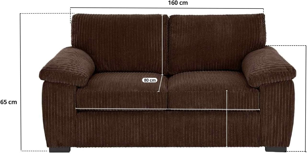 2 Seater Jumbo Cord Sofa Brown – Compact, Soft & Stylish Modern Couch