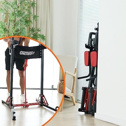 Black Foldable Power Tower Pull Up Dip Station Adjustable Home Gym 600lbs