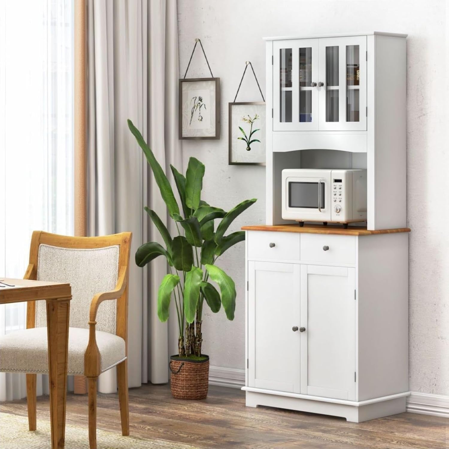 White 170cm Tall Kitchen Cupboard 4-Door 4-Drawer Adjustable Shelves