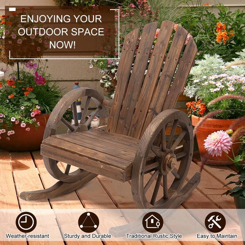 Wooden Garden Rocking Chair Outdoor Patio Porch Fir Wood Rocker Rustic Seat