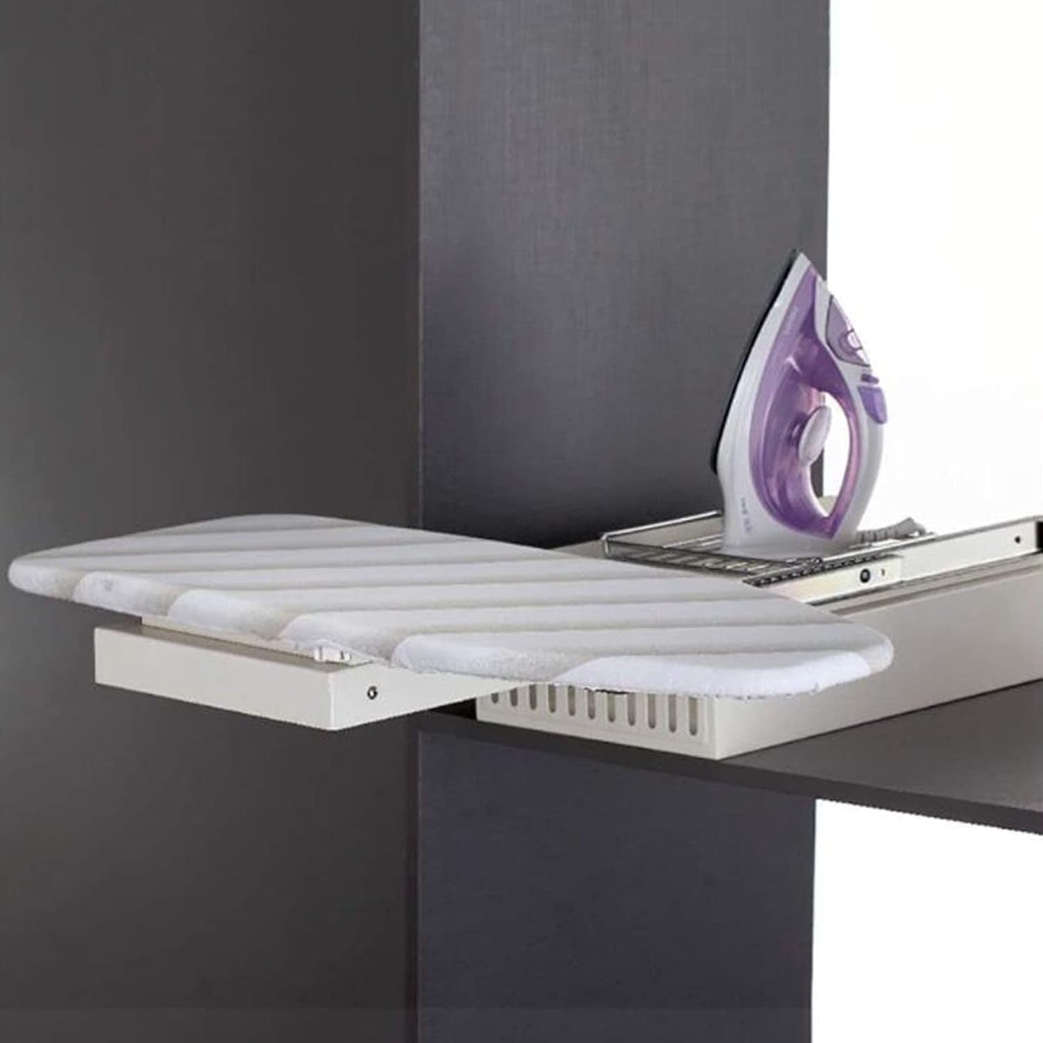 Built In Hiding Ironing Board Closet Drawer Slide Out Fold Away White