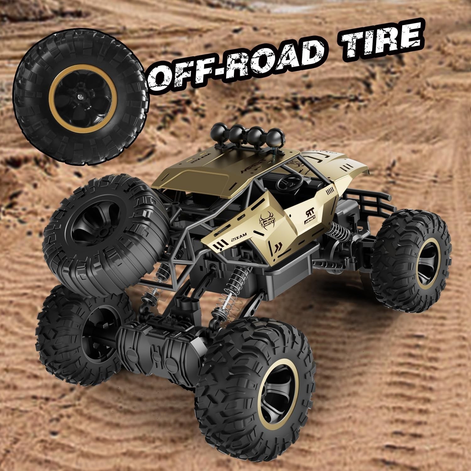 1:12 4WD RC Monster Truck Off-Road Car w/ LED Lights & 2 Batteries