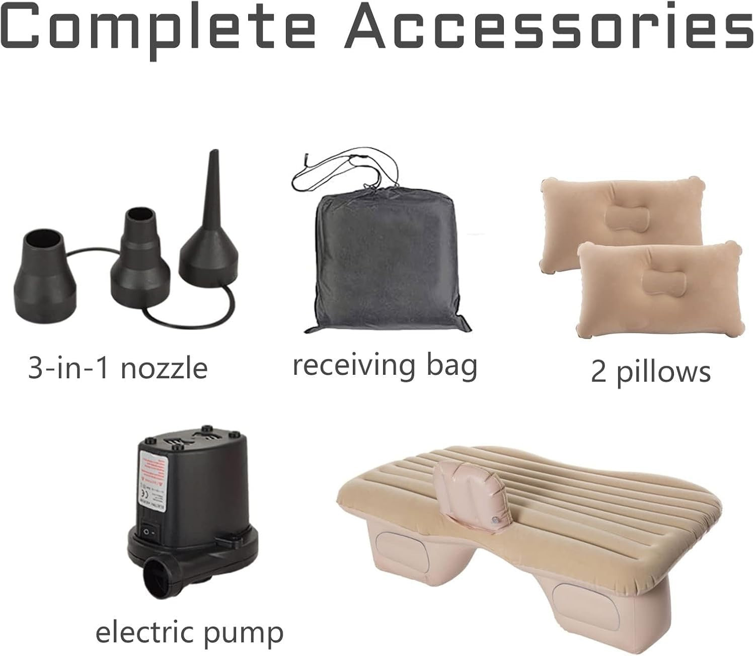 Inflatable Car Back Seat Mattress with Pump & 2 Pillows for Travel