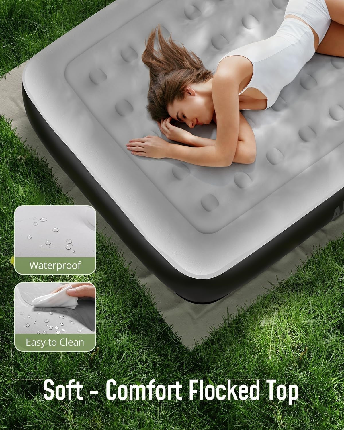 King Size Inflatable Air Mattress with Built-In Pump – Quick 3-Min Setup