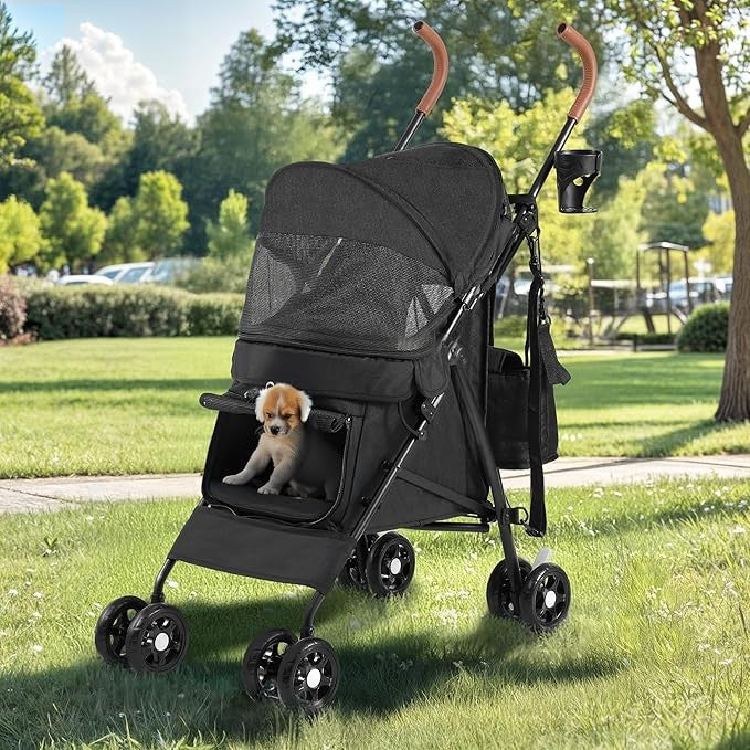 Dog Stroller Foldable Pet Pushchair 4 EVA Wheels Travel Pram Medium Dogs 22kg
