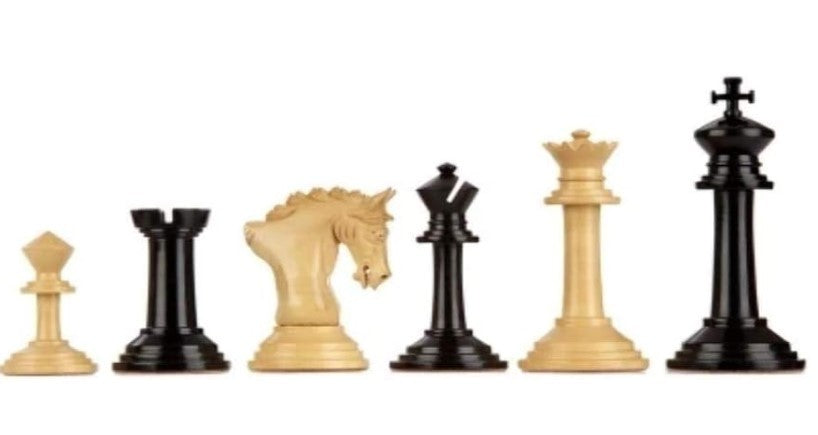 Luxury Ebony & Boxwood Chess Pieces Set with Presentation Case 4" Staunton