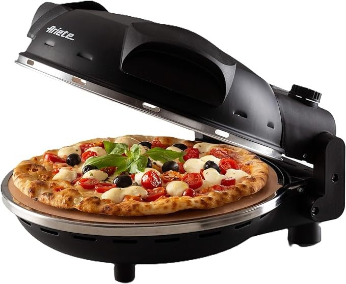 1200W Electric Pizza Oven 400°C 5 Heat Levels Non-Stick Stone Black