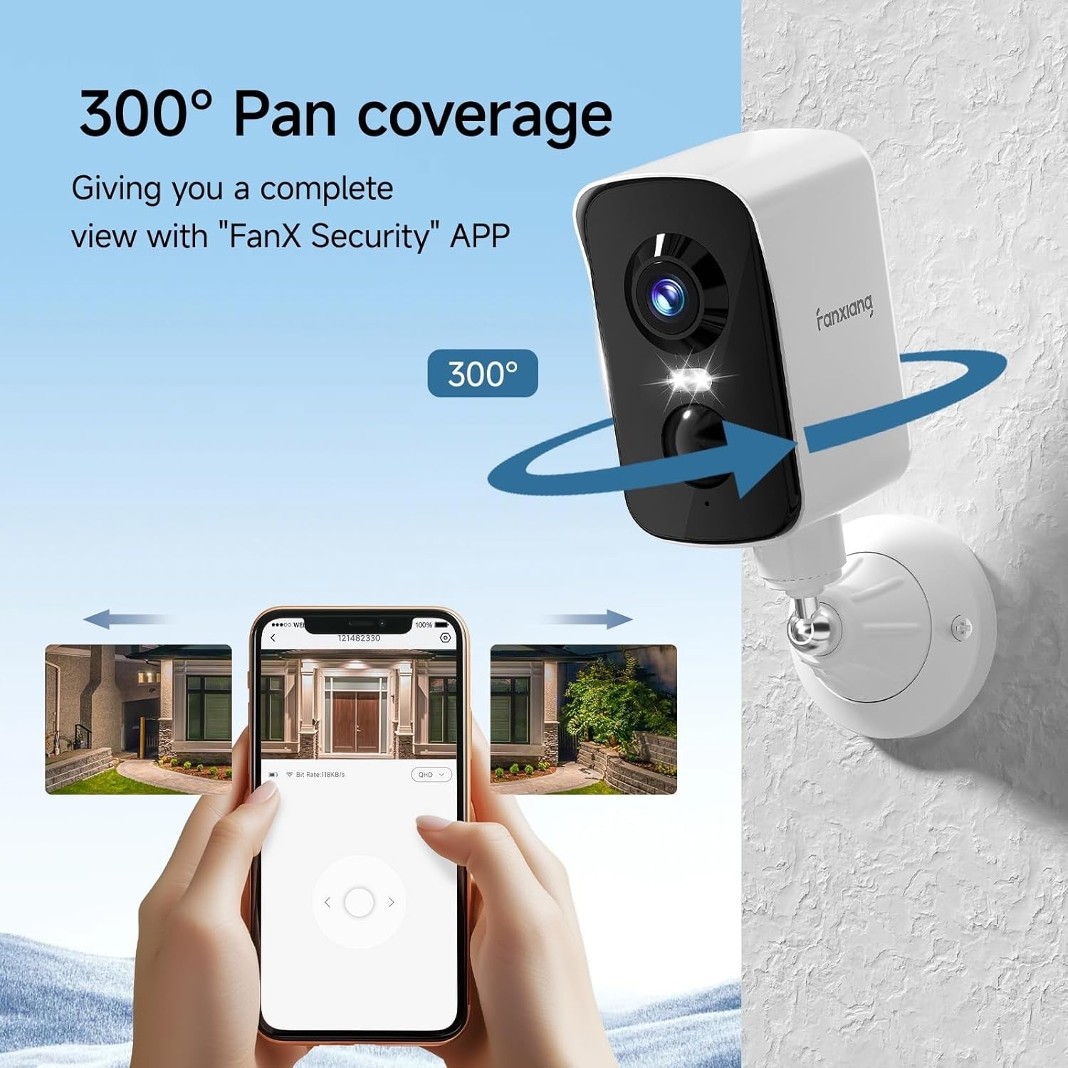 2K Wireless Security Camera Outdoor Battery WiFi PTZ AI Detection IP65