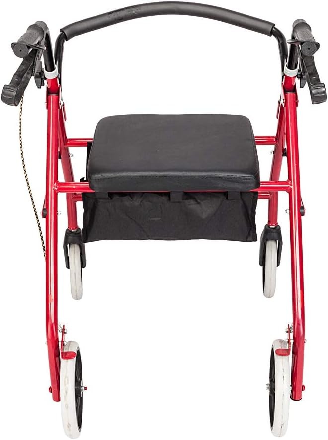 Foldable Rollator Walker with Seat 4 Wheel Lightweight Lockable Brakes