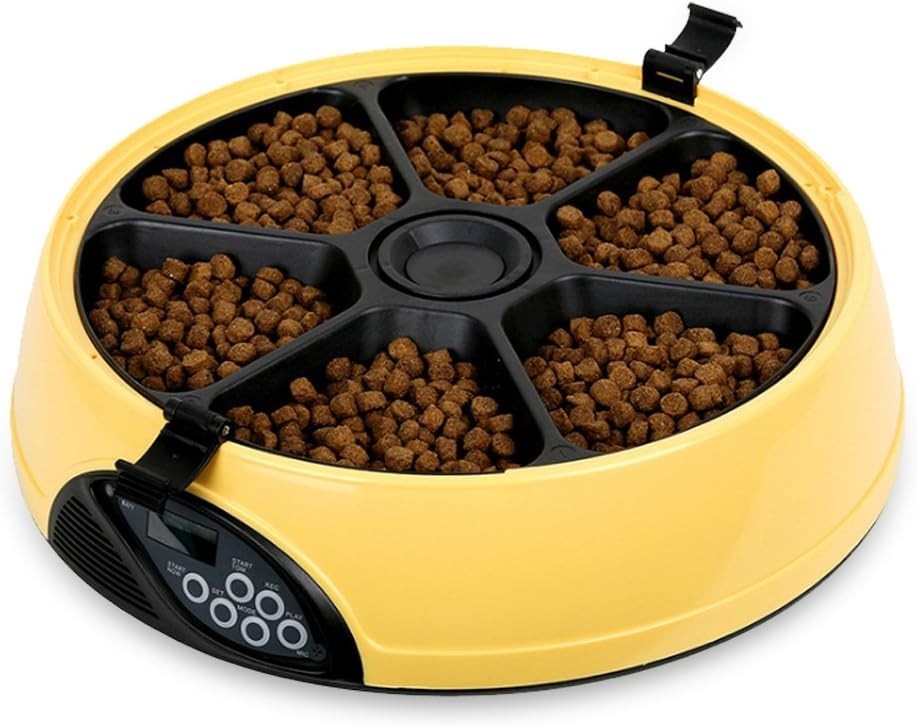 Automatic Cat Feeder 6 Meal Programmable Pet Food Dispenser Voice Recorder