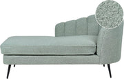 Modern Green Boucle Chaise Lounge Reclining Black Metal Legs Stylish Seat