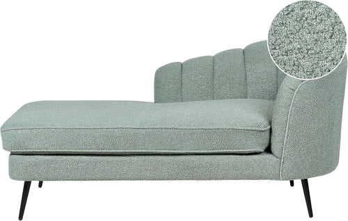 Modern Green Boucle Chaise Lounge Reclining Black Metal Legs Stylish Seat