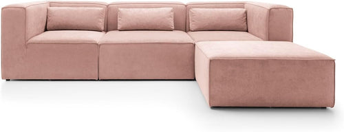 Pink Corner Sofa L Shape | Reversible Modular 3 Seater Sectional Couch