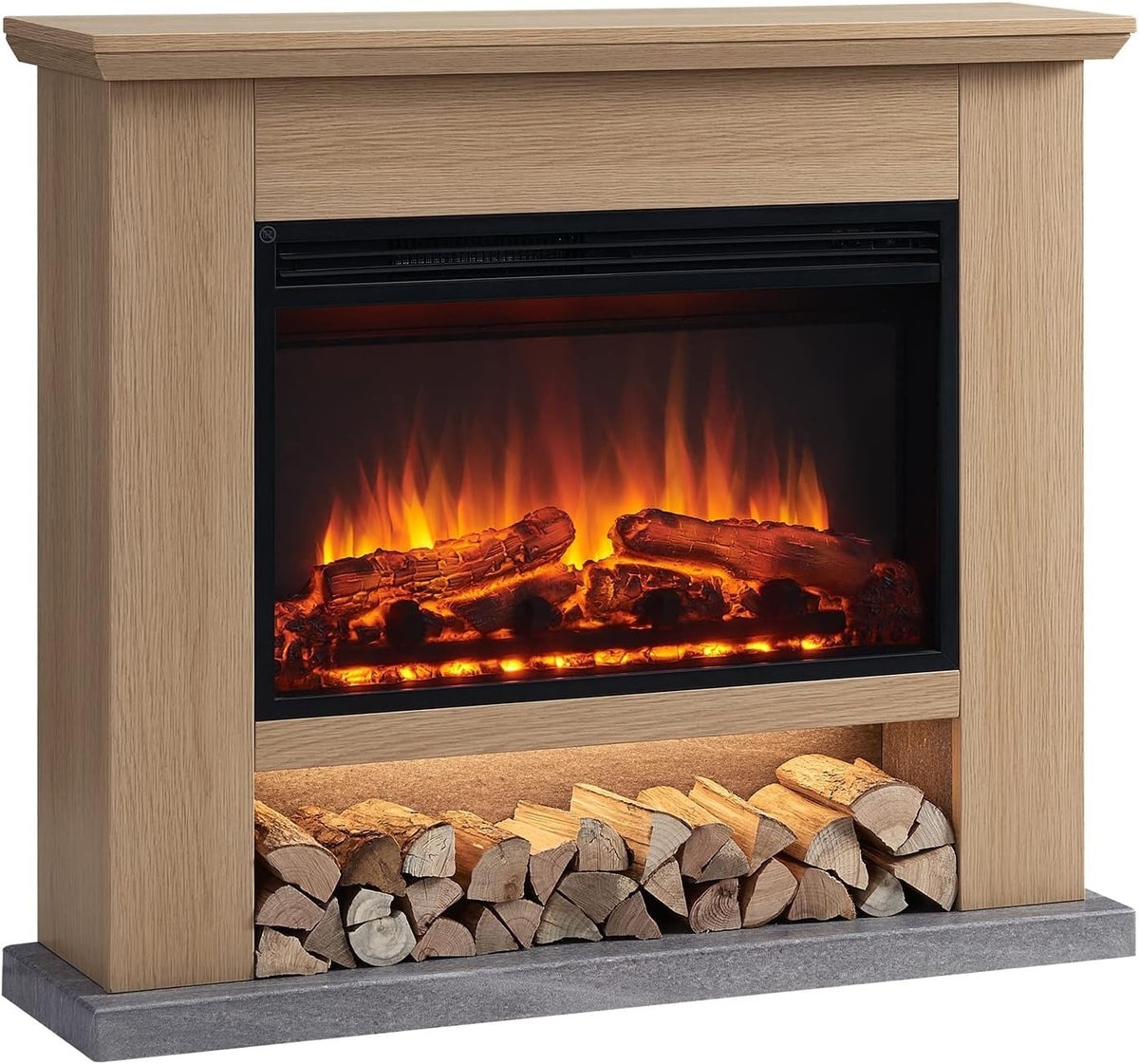 39" Electric Fireplace Heater 2000W Flame Effect Remote Control Oak