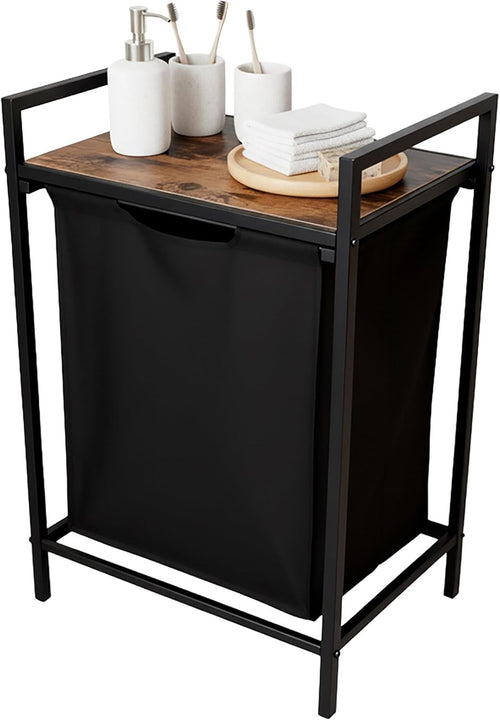 65L Laundry Hamper with Removable Bag & Shelf | Black Metal Frame | Space-Saving