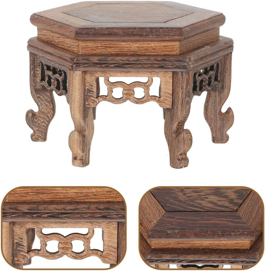 Wood Plant Stand Oriental Pedestal Display Table Vase Base Antique Decor