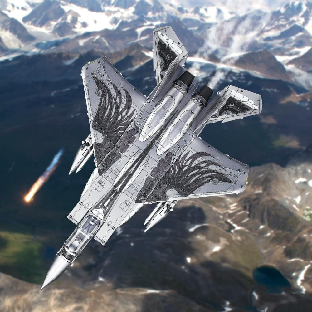 Metal 3D Puzzle F-15 Fighter Jet Model Kit – Adult Warplane Craft Decor