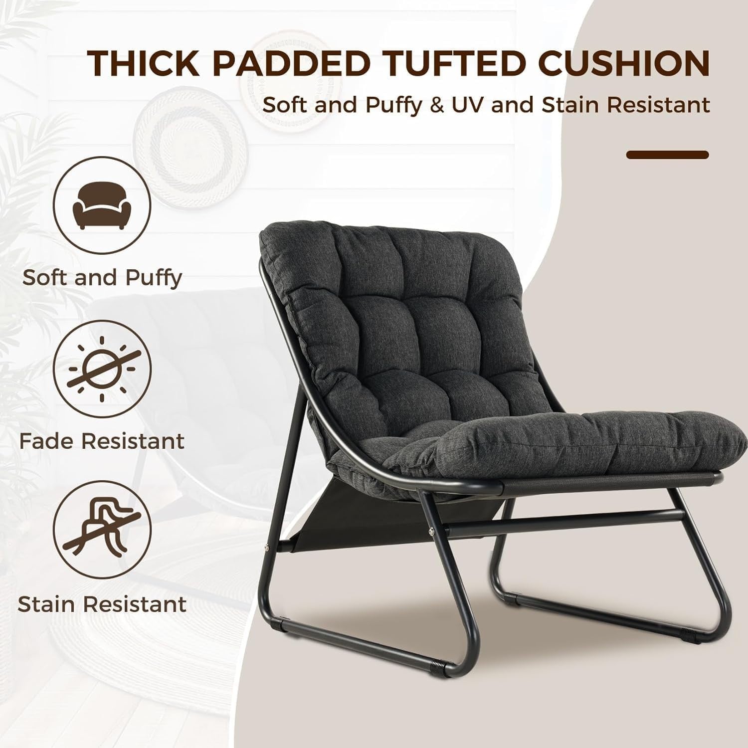 Garden Recliner Chair with Footstool & Side Table – Cushioned, Weatherproof