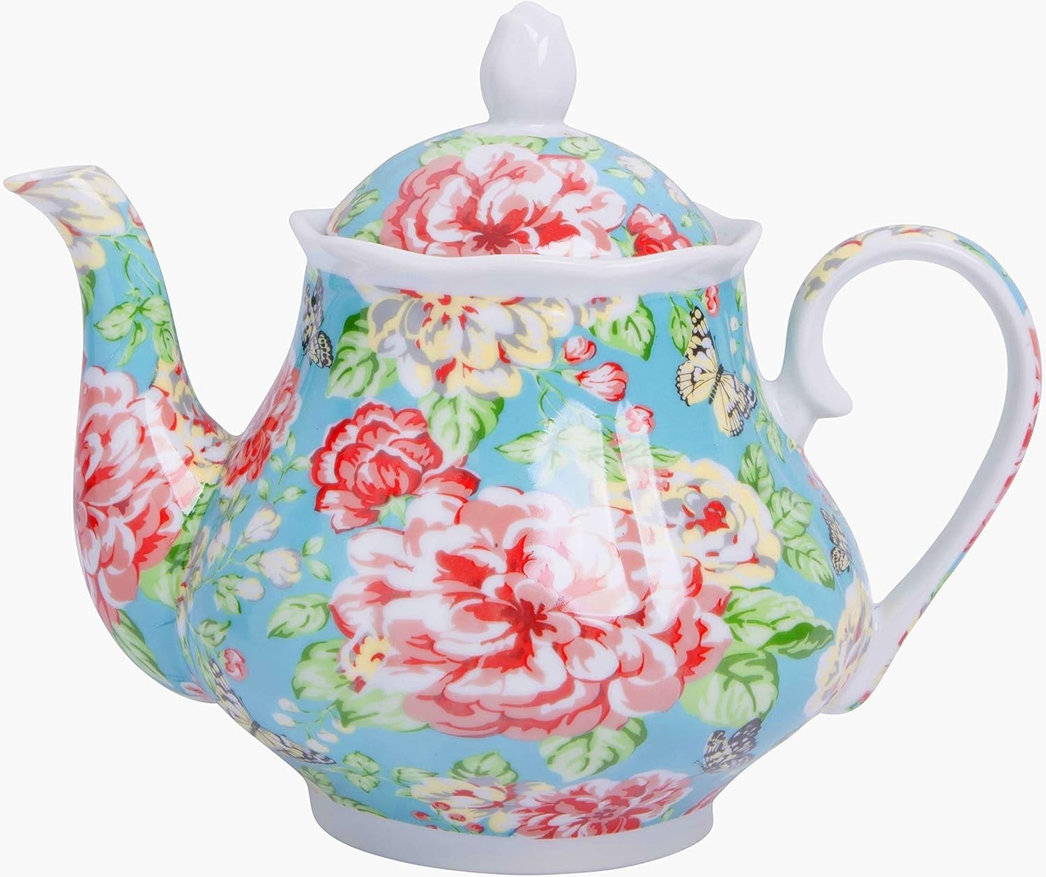 Vintage Porcelain Teapot 37oz Floral Tea Pot European Style Gift Box
