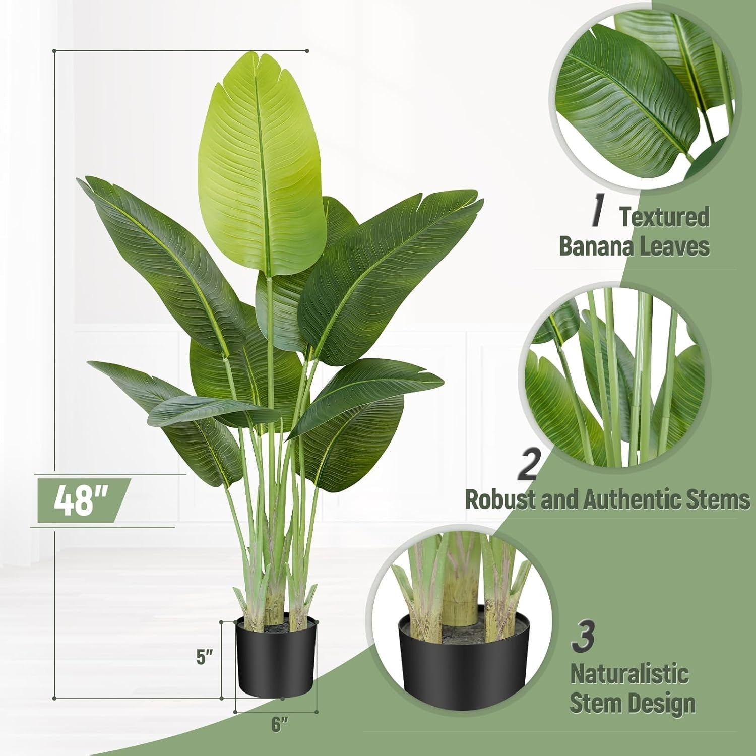 Set of 2 Bird of Paradise Plants 120cm Lifelike Indoor Potted Tropical Banana