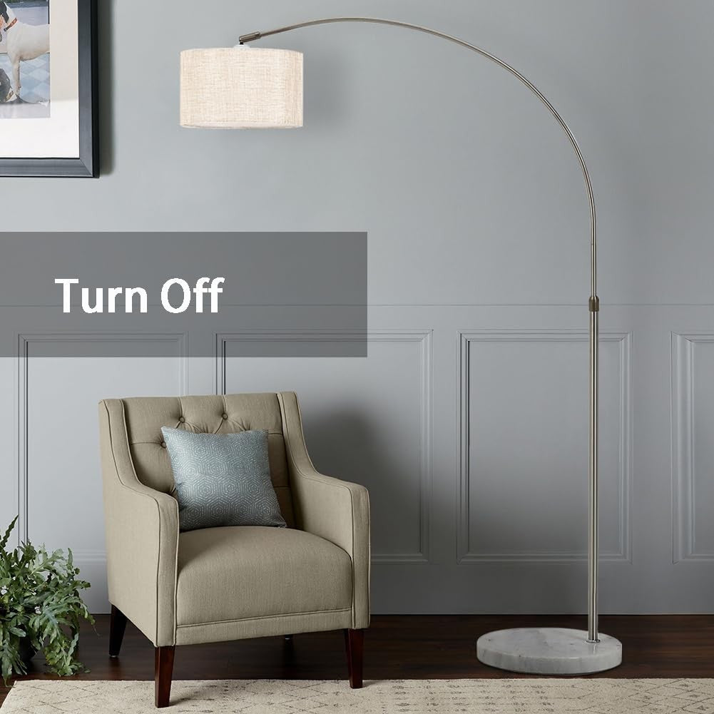 Arched Floor Lamp Adjustable Height Fabric Shade Standing Light E27