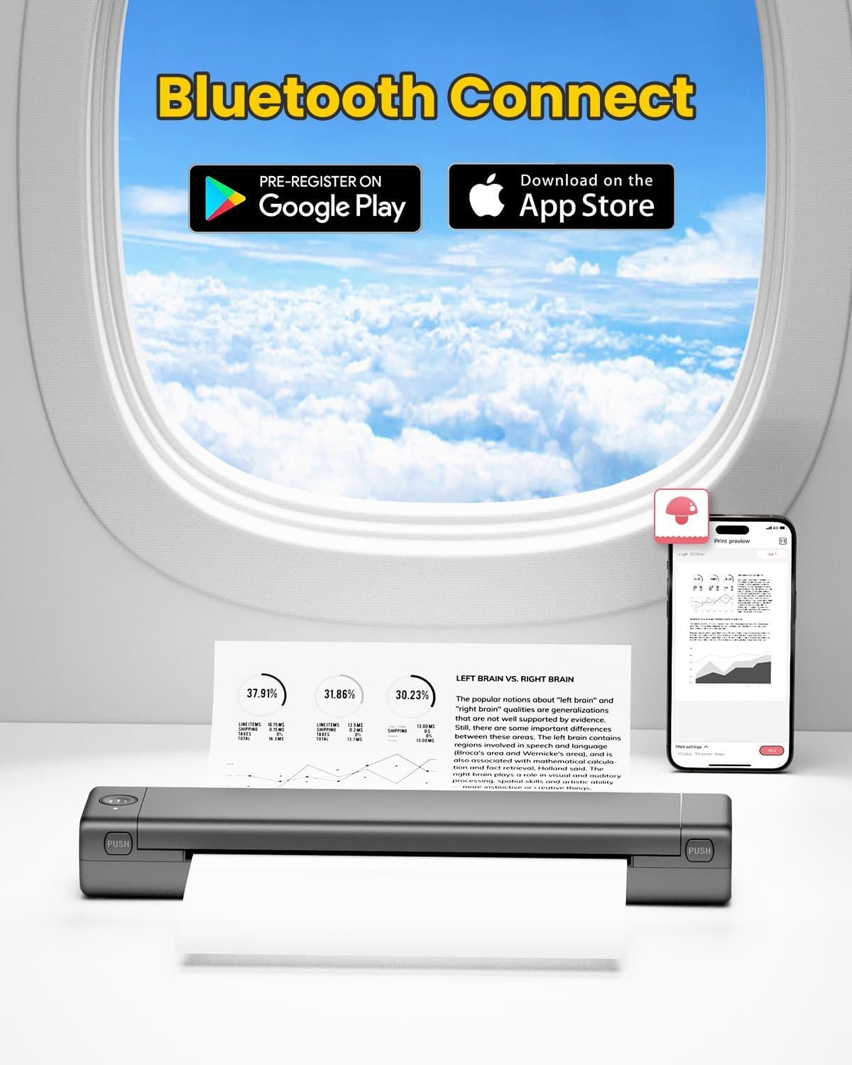 A4 Portable Bluetooth Thermal Printer Wireless Mobile Printer