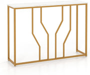 Slim Faux Marble Console Table 110cm Long Metal Frame Accent Shelf
