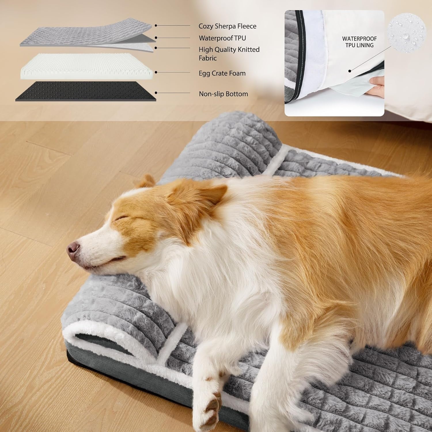 Extra Large Orthopedic Dog Crate Bed 142x101cm Foam