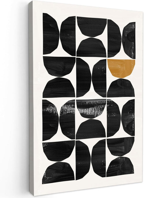 Abstract Black Beige Canvas Wall Art 40x60cm Modern Geometric Print