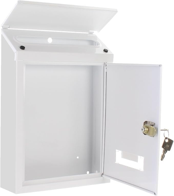 Secure Wall Mounted Steel Mailbox – Lockable Post Box with Keys & Drop Door
