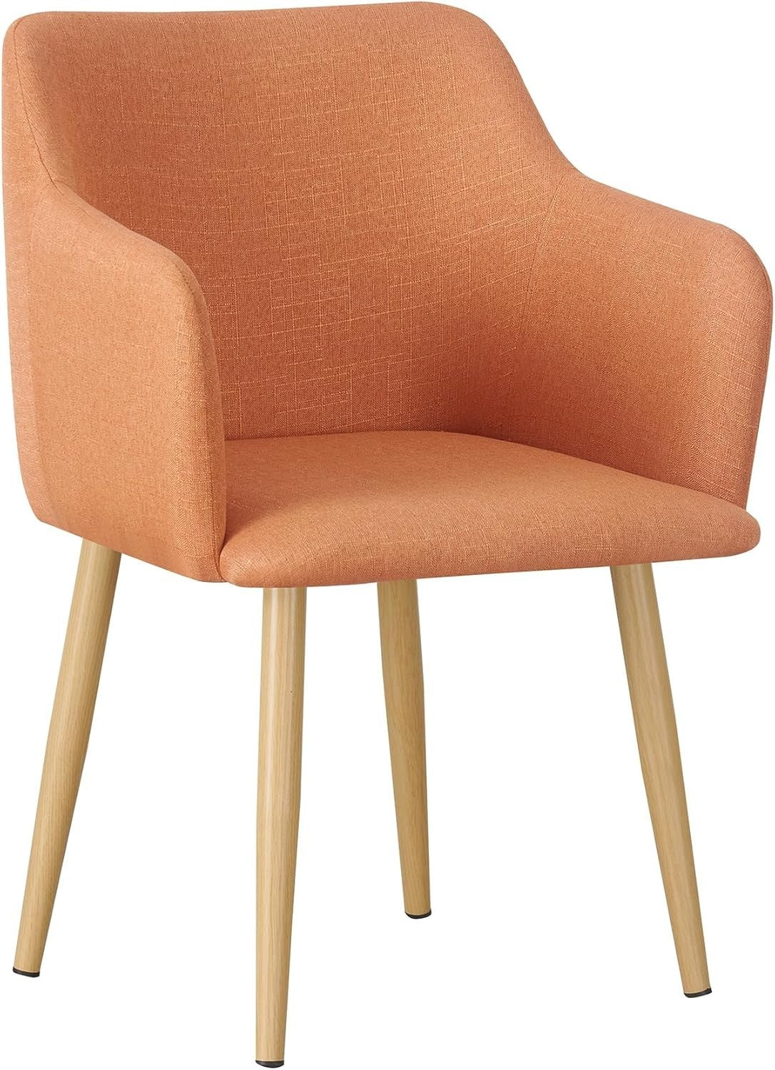Orange Fabric Tub Chair Wing Back Armchair, Compact Bedroom Vanity Seat