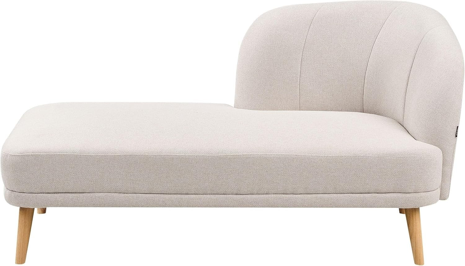 Light Beige Traditional Right Hand Chaise Lounge | Durable Fabric & Wooden Legs