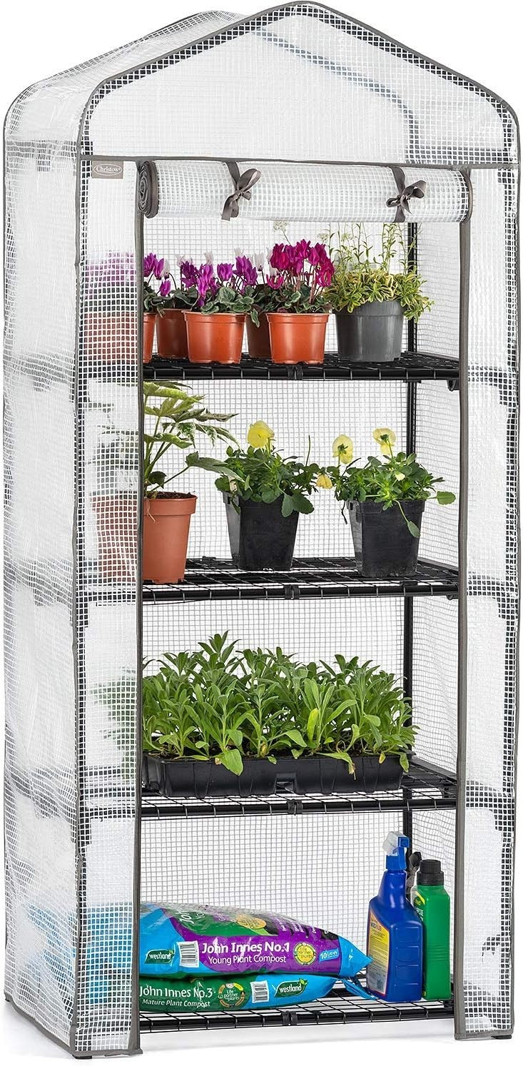 4 Tier Mini Greenhouse Reinforced Shelves Portable Garden Grow House 5ft x 2ft