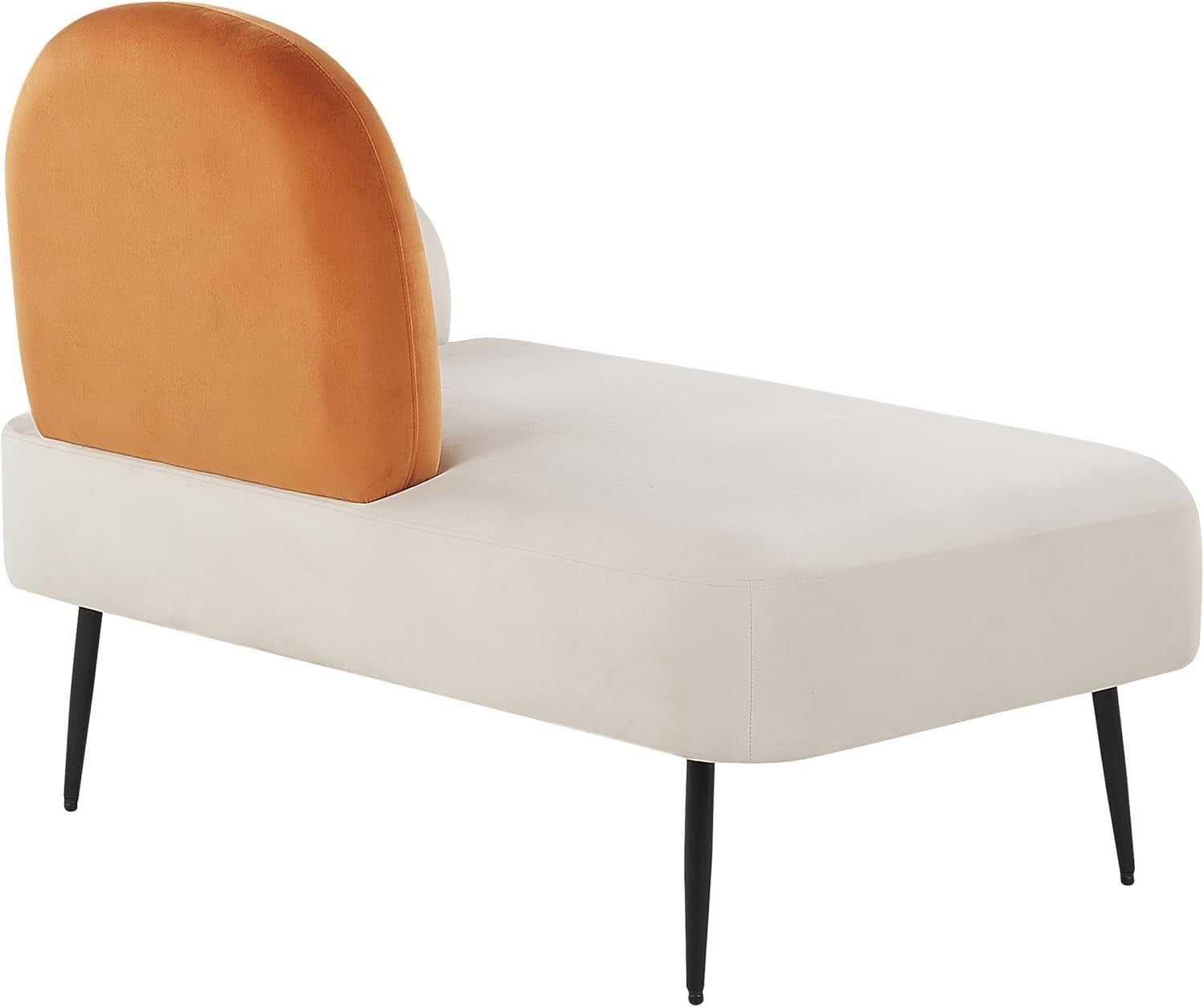 Velvet Chaise Lounge Orange & White | Minimalist Design, No Assembly, Modern