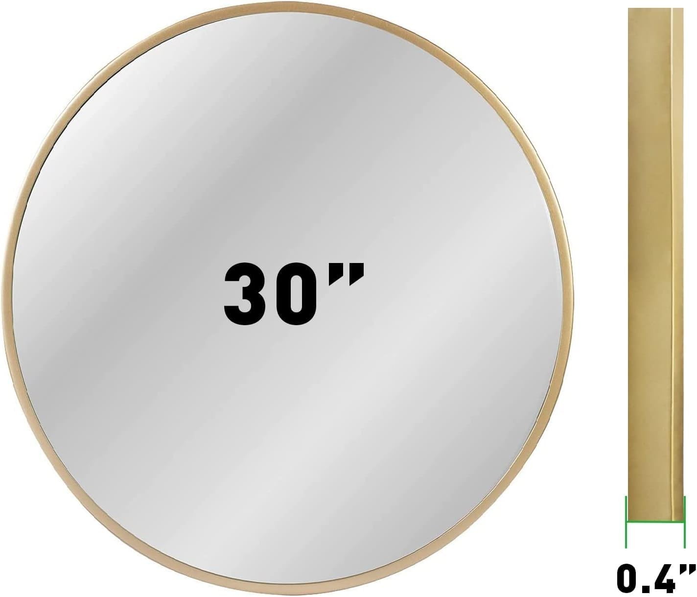 Gold Round Wall Mirror 80cm Metal Frame Bathroom Vanity Entryway Modern