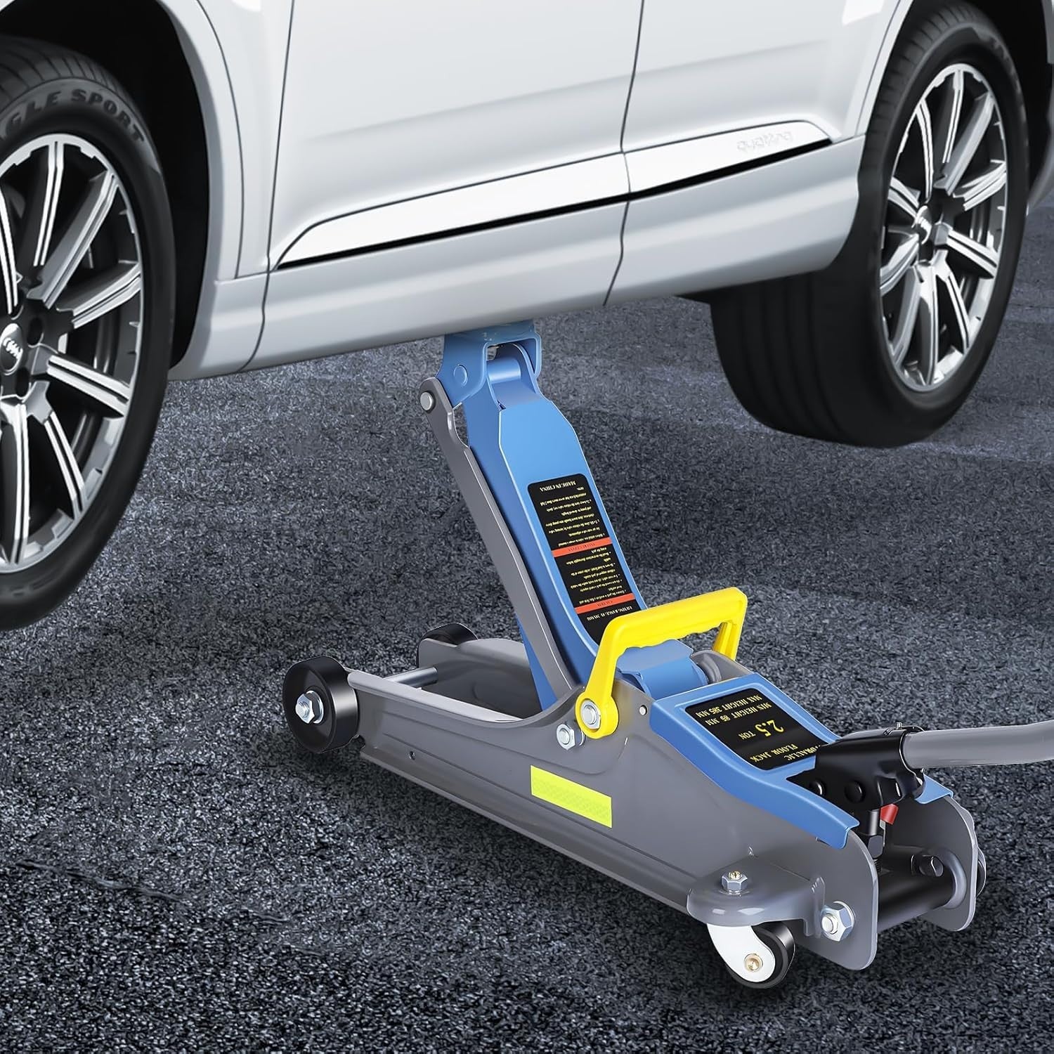 2.5 Ton Low Profile Hydraulic Floor Jack 85–385mm Quick Lift Carbon Steel Blue