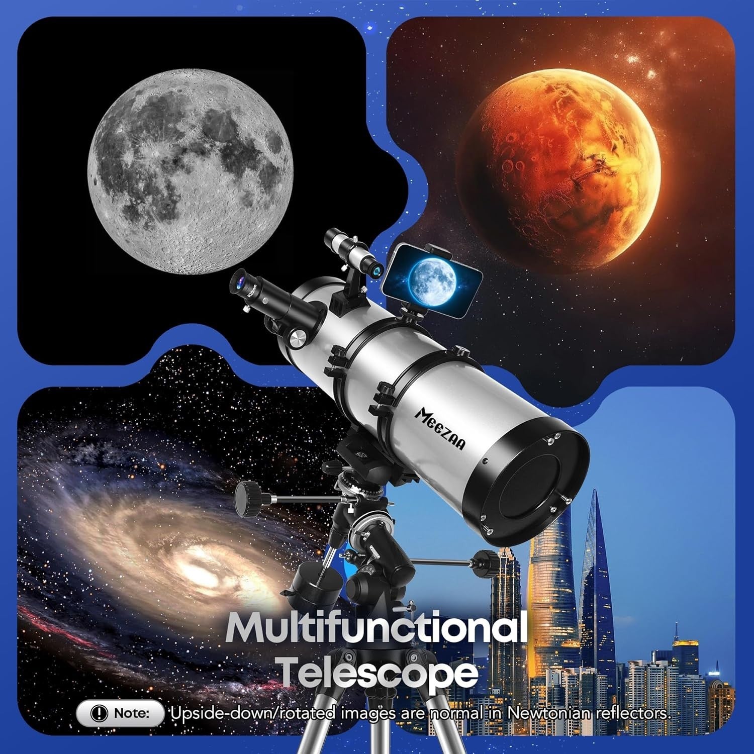 150mm Reflector Telescope for Adults, Equatorial Mount, Tripod, Phone Adapter