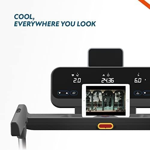 Compact Folding Treadmill 10mph Cushion Deck Bluetooth App Workouts Home Office